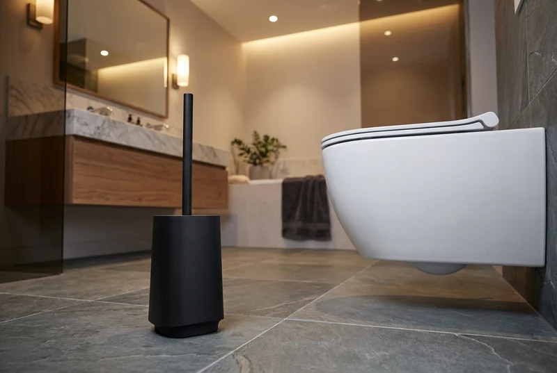 SATIN SQUARE WC-Bürste mit Behälter – Kunststoff, 3 Farben