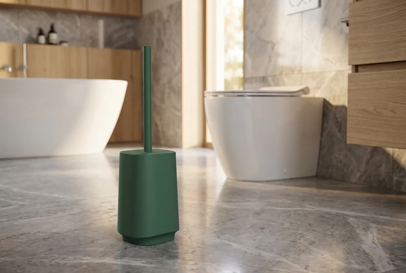 SATIN SQUARE WC-Bürste mit Behälter – Kunststoff, 3 Farben