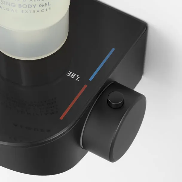 Brause-Set mit Thermostat-Mischbatterie – XXL-Regenbrause Ø 250 mm, 3-fach Handbrause, Glasablage – Schwarz matt oder Chrom
