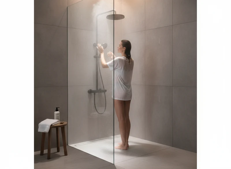 Brause-Set mit Thermostat-Mischbatterie – XXL-Regenbrause Ø 250 mm, 3-fach Handbrause, Glasablage – Schwarz matt oder Chrom