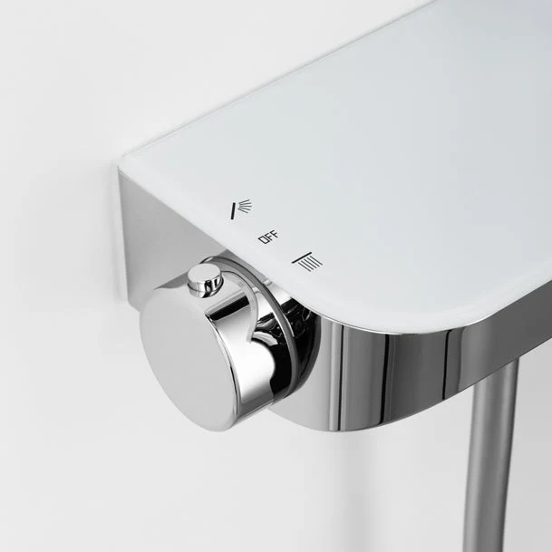 Brause-Set mit Thermostat-Mischbatterie – XXL-Regenbrause Ø 250 mm, 3-fach Handbrause, Glasablage – Schwarz matt oder Chrom