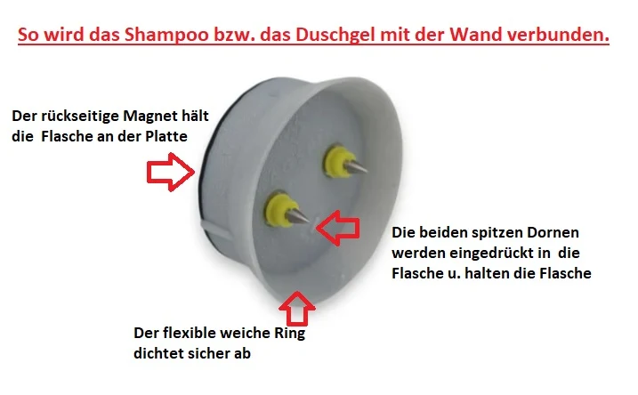 MagSpike Magnethalter für Shampooflaschen, ohne Bohren, 6 Größen in 3 Farben