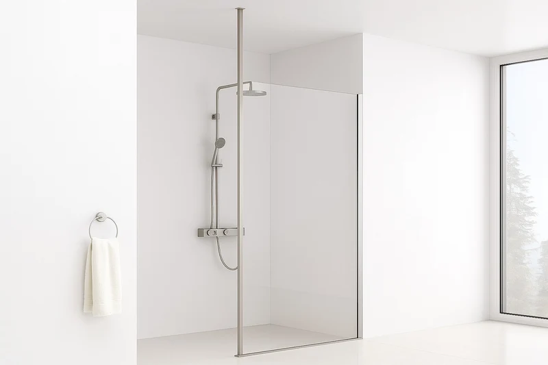 Walk-in-Pfosten Vigo – Edelstahl Ø 30 mm, rund oder eckig, 8/10 mm Glas