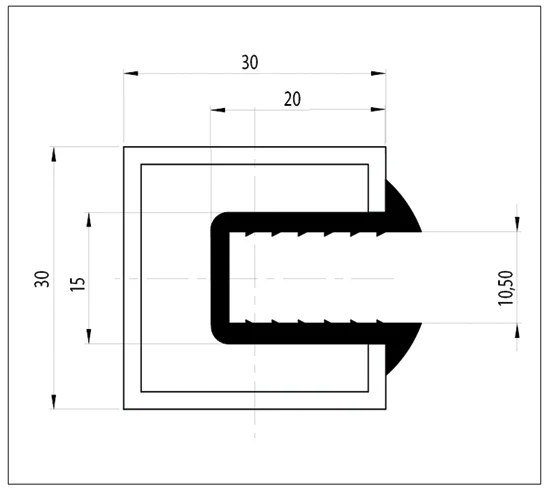 Walk-in-Pfosten Vigo – Edelstahl Ø 30 mm, rund oder eckig, 8/10 mm Glas