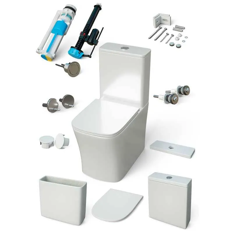 Modernes Stand-WC, Keramik, NIKKO, niedriger Spülkasten