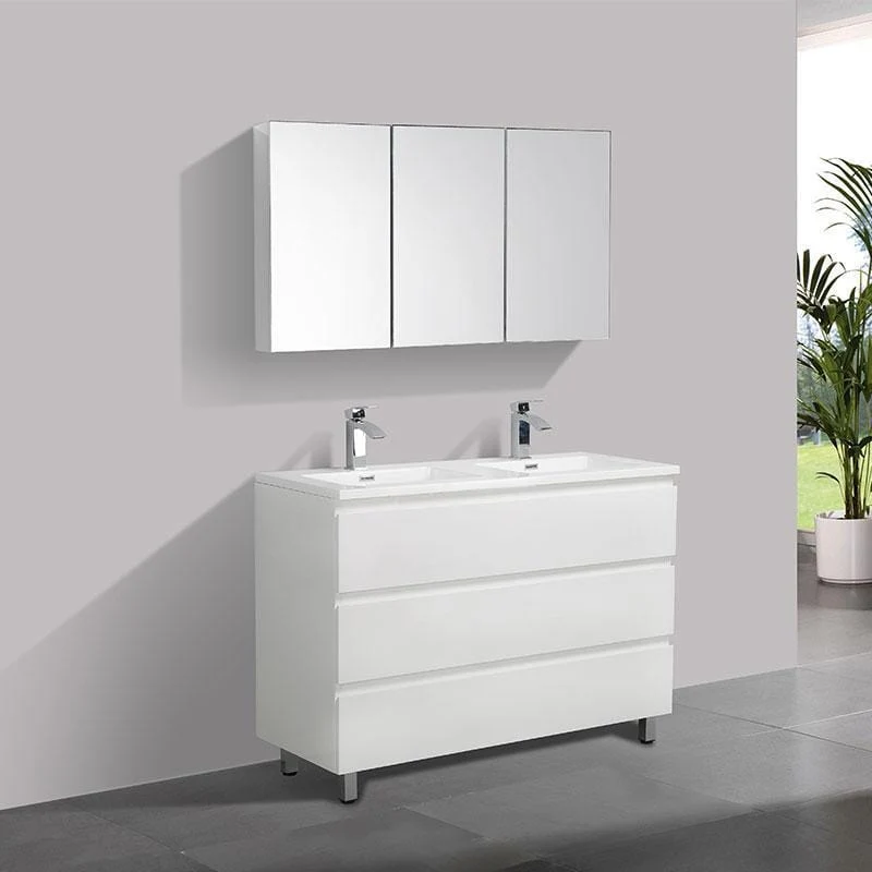 Doppelwaschtisch + Unterschrank 120 cm, montiert, VERONA, weiß