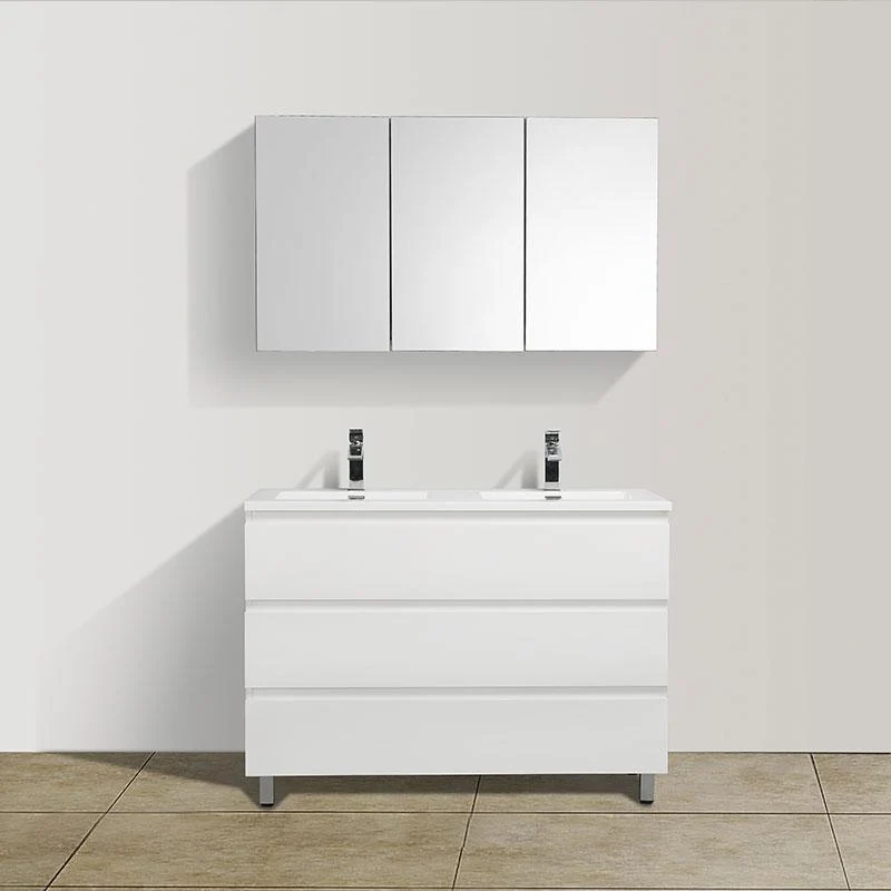 Doppelwaschtisch + Unterschrank 120 cm, montiert, VERONA, weiß