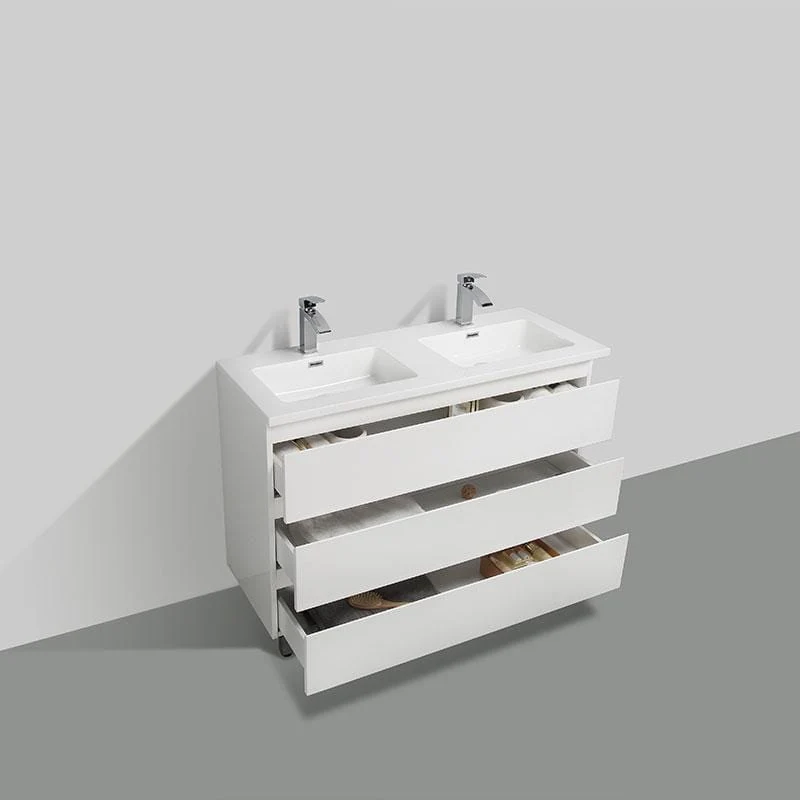 Doppelwaschtisch + Unterschrank 120 cm, montiert, VERONA, weiß
