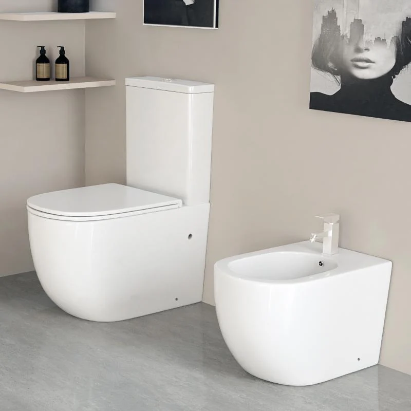 Modernes Stand-WC, Keramik, GENOVA, niedriger Spülkasten in weiß
