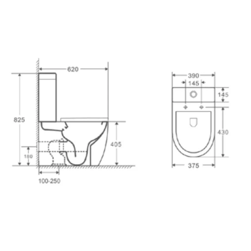 Modernes Stand-WC, Keramik, GENOVA, niedriger Spülkasten in weiß