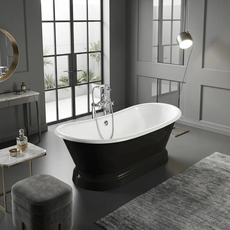Freistehende Gusseisen Badewanne SOUTHPORT schwarz