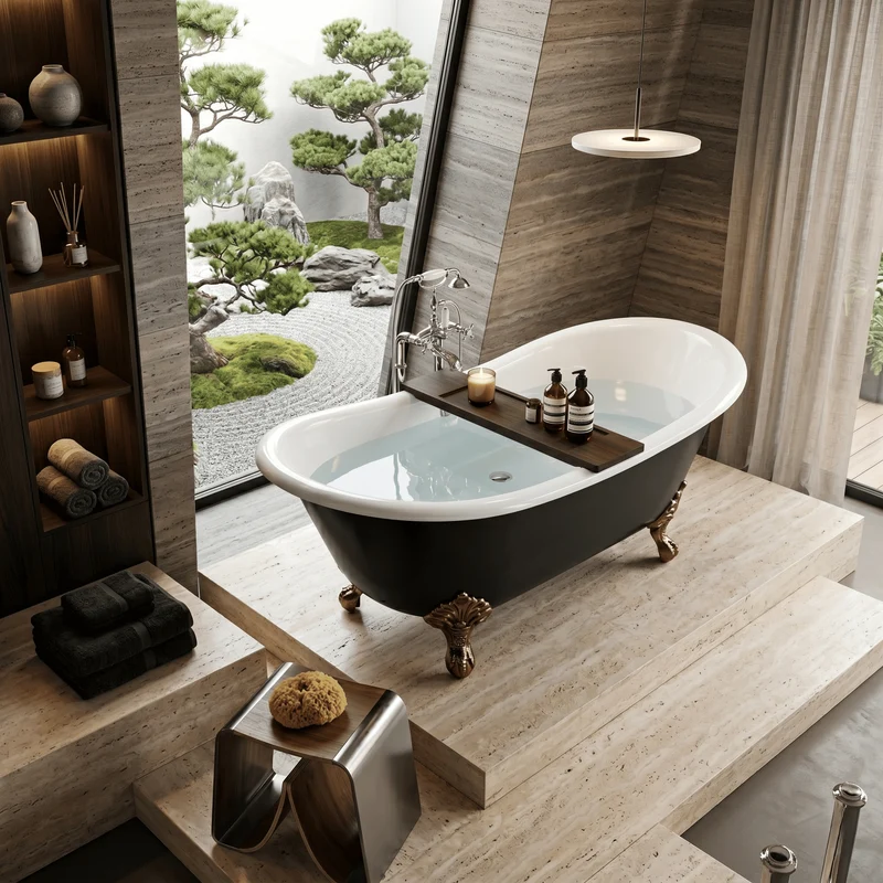 Freistehende Gusseisen Badewanne SOUTHPORT schwarz
