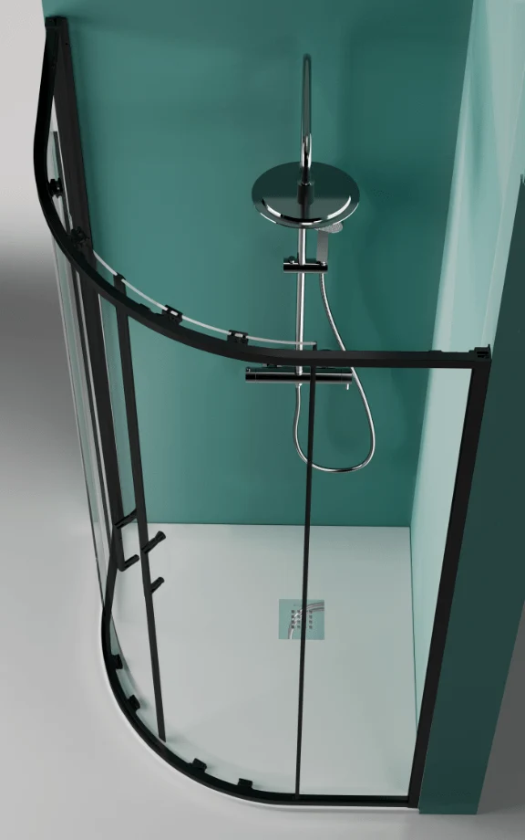 Runddusche PRISMA mit Schiebetür schwarz - Glas 6 mm