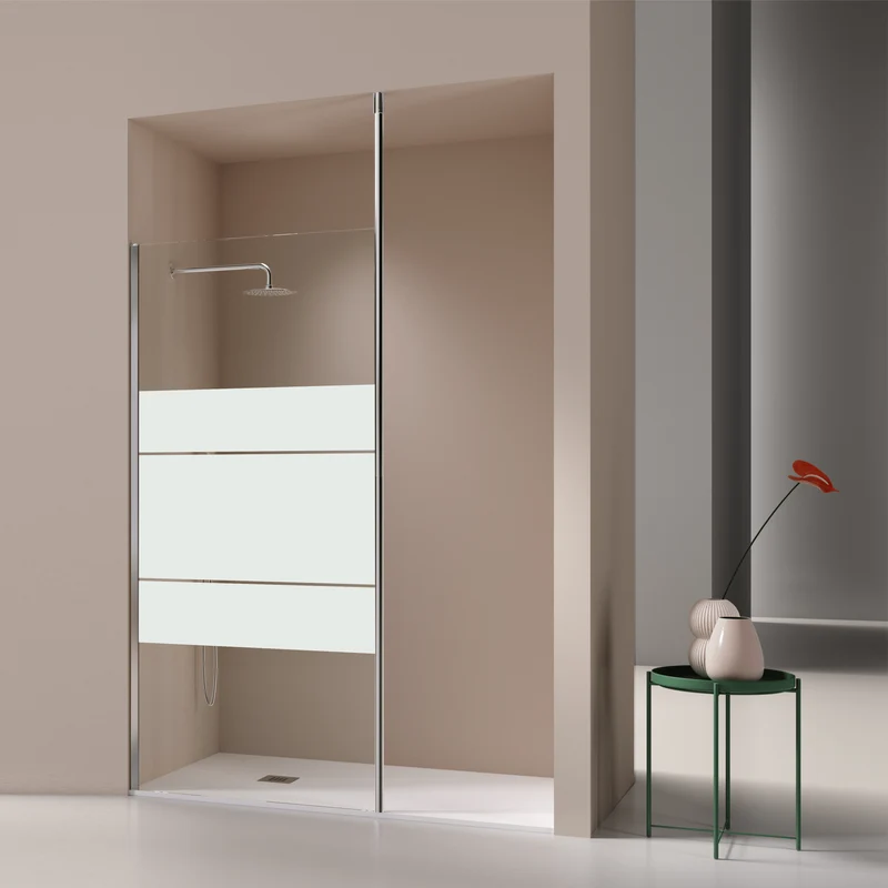 Walk In Duschwand mit Deckenstrebe FRESH LEVANTE chrom - Glas 8mm