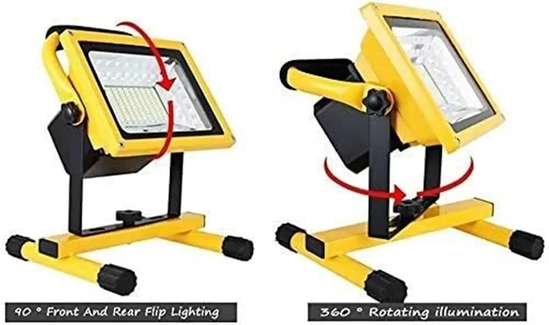 Kickass Rechargeable LED Floodlight 500W 5000 Lumens With Digital Display And USB Power Bank Function For Emergency Work Site Security And Rugged Outdoor Use Featuring 360 Degree Rotation