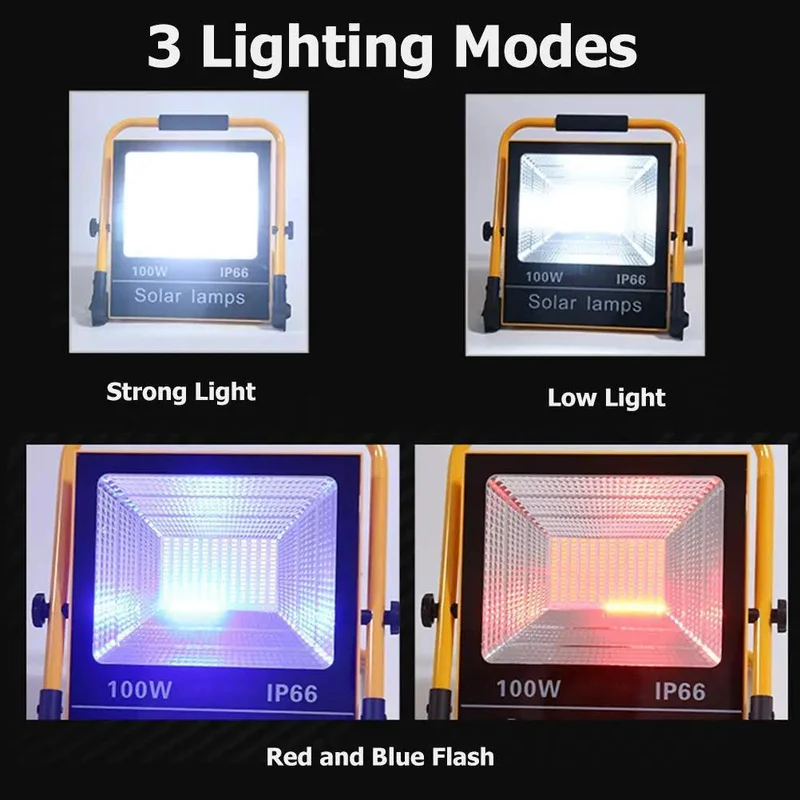 Heavy Duty Portable Led Work Light Rechargeable Solar Flood Lamp Waterproof Construction Spotlight With Massive Battery Backup And Extended Run Time Straight Up Built Damn Tough For Any Job Site