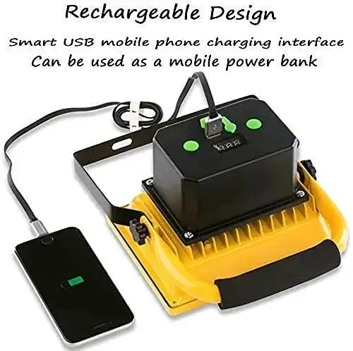 Heavy Duty Rechargeable LED Floodlight Featuring 14400 mAh Battery Delivers 5000 Lumens Of Beast Mode Brightness Portable Task Lamp With 360 Degree Swivel Head Built For Backyard Hangouts And Construction Sites