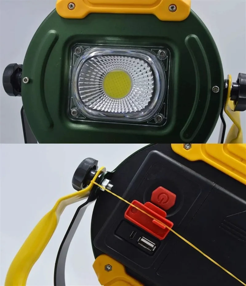 Kickin Butt 30W LED Portable Floodlight With Sturdy Tripod Stand And Sure Grip Handle Weatherproof Box Beam Work Light For Outdoor Grind Backyard Projects USB Rechargeable