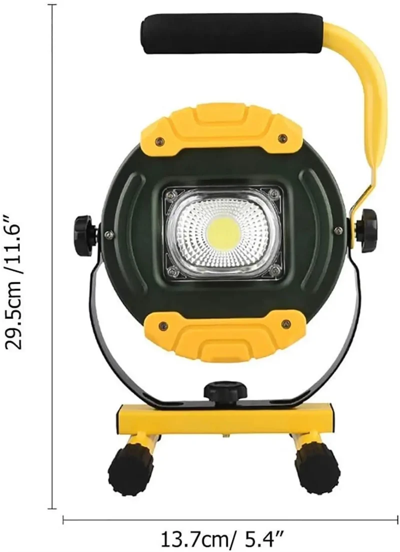 Kickin Butt 30W LED Portable Floodlight With Sturdy Tripod Stand And Sure Grip Handle Weatherproof Box Beam Work Light For Outdoor Grind Backyard Projects USB Rechargeable