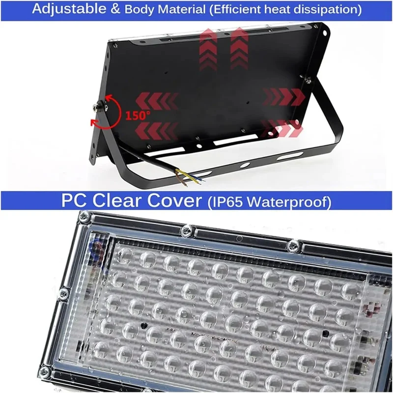 Heavy Duty Outdoor Ultraviolet UV Black Light Flood Lamp 50W Or 100W IP66 Weatherproof Aluminum Housing With Cord For Dope Party Vibes And Resin Crafting Sessions