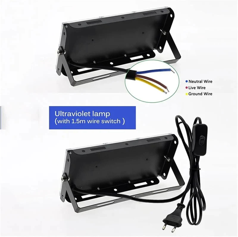 Heavy Duty Outdoor Ultraviolet UV Black Light Flood Lamp 50W Or 100W IP66 Weatherproof Aluminum Housing With Cord For Dope Party Vibes And Resin Crafting Sessions