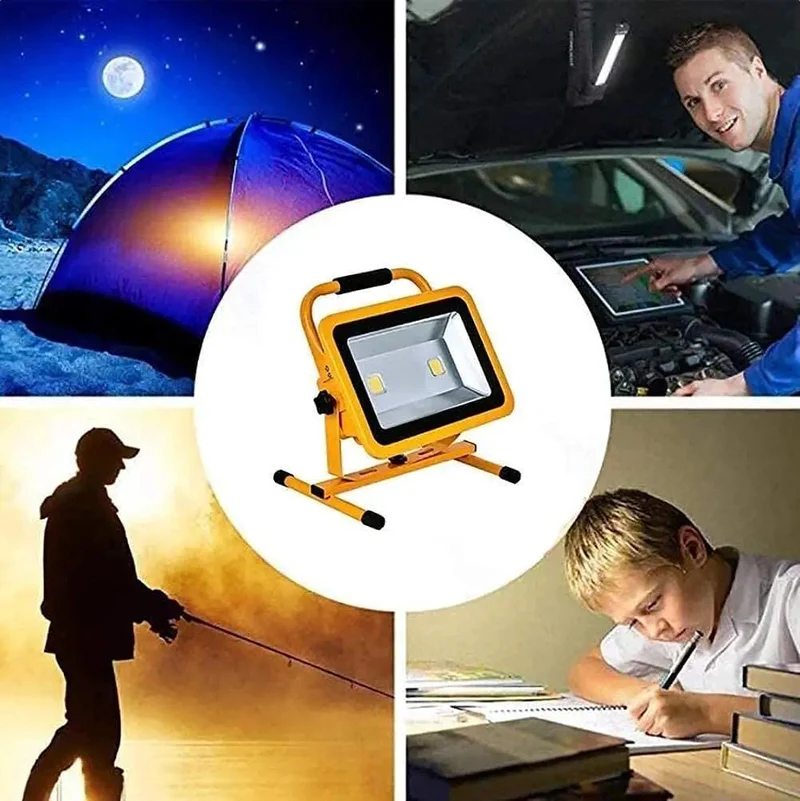 Heavy Duty Rechargeable LED Floodlight 100W 10000 Lumens Badass Work Light With Rock Hard IP65 Waterproof Aluminum Housing For Any Job Site Or Weekend Project