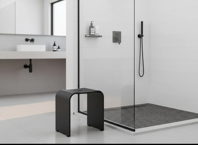 Smedbo LIVING Duschhocker – Plexiglas, 44 cm Sitzhöhe, bis 150 kg, Schwarz oder Weiß, Art.Nr. 407