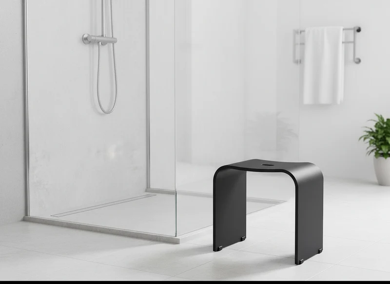 Smedbo LIVING Duschhocker – Plexiglas, 44 cm Sitzhöhe, bis 150 kg, Schwarz oder Weiß, Art.Nr. 407
