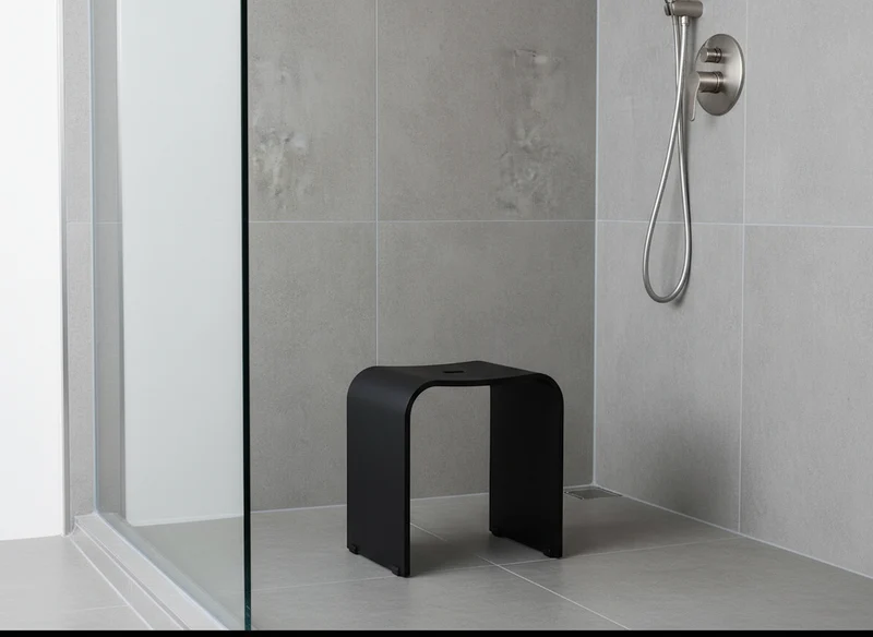 Smedbo LIVING Duschhocker – Plexiglas, 44 cm Sitzhöhe, bis 150 kg, Schwarz oder Weiß, Art.Nr. 407