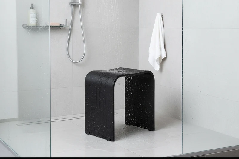 Smedbo LIVING Duschhocker – Plexiglas, 44 cm Sitzhöhe, bis 150 kg, Schwarz oder Weiß, Art.Nr. 407