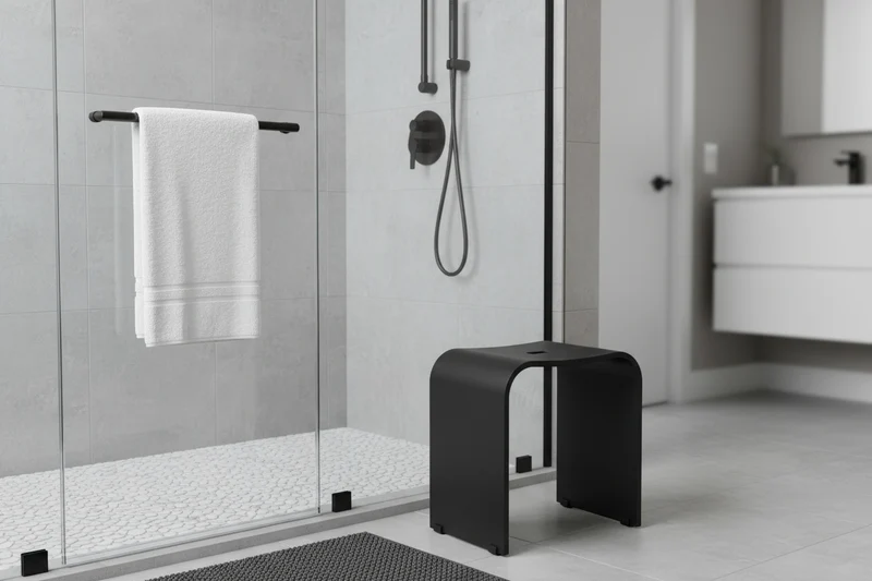 Smedbo LIVING Duschhocker – Plexiglas, 44 cm Sitzhöhe, bis 150 kg, Schwarz oder Weiß, Art.Nr. 407