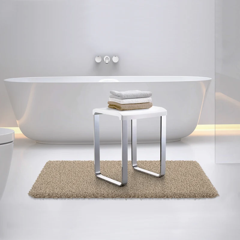 Smedbo LIVING Duschhocker – Aluminium verchromt, 48 cm Sitzhöhe, bis 150 kg, Weiß oder Grau, Art.Nr. FK406 / FK416