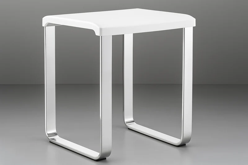 Smedbo LIVING Duschhocker – Aluminium verchromt, 48 cm Sitzhöhe, bis 150 kg, Weiß oder Grau, Art.Nr. FK406 / FK416