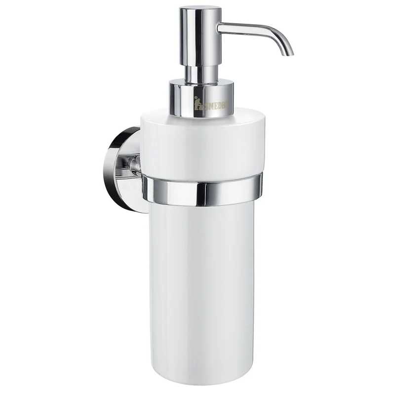 Seifenspender Wandmodell mit Porzellan-Behälter 200 ml, 3 Oberflächen, Art.Nr. 369P