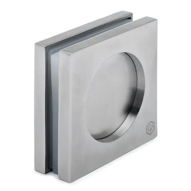 Griffmuschel – quadratisch Ø 65/45 mm V2A verschraubt, 8–12 mm Glas, Art.Nr. 4103