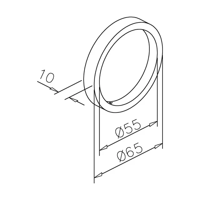 Griffmuschel – rund Ø 65/55 mm V2A selbstklebend, 8–12 mm Glas, Art.Nr. 4104