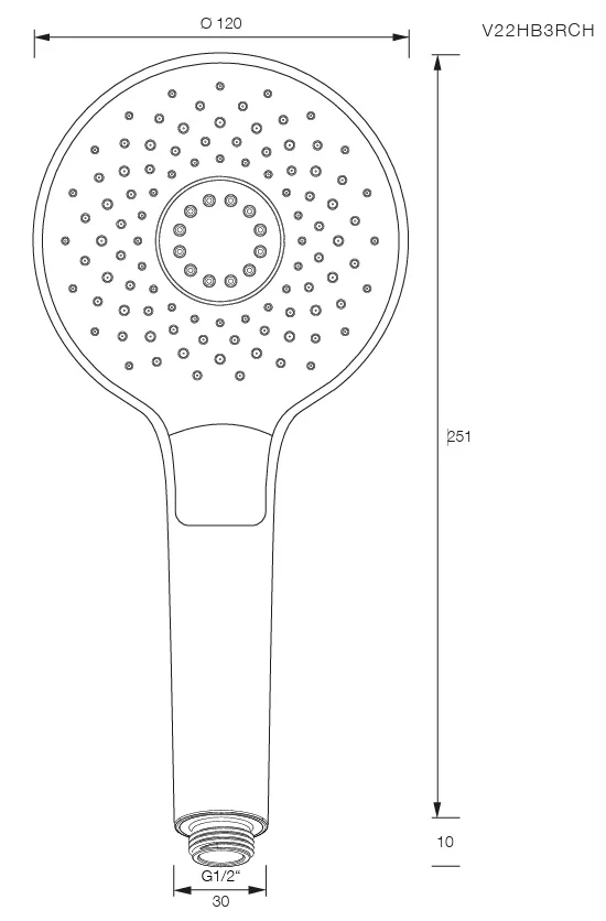 Vigour Handbrause V3 individual 2.2 verchromt – 3 Strahlarten, rund, komplett verchromt, Art.Nr. V22HB3RCH