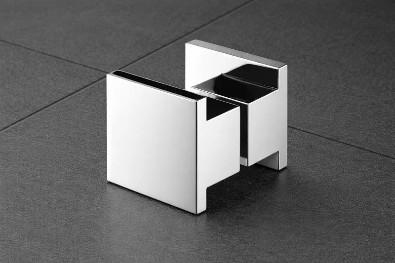 Dusch-Türgriff – Quader 50×50 mm verchromtes Messing, 6–8 mm Glas, Art.Nr. 0517