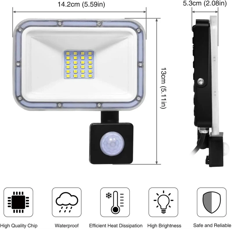 Rock Solid 20W LED PIR Floodlight With Smart Motion Trigger For Smooth Nighttime Coverage Heavy Cast Aluminum Housing Featuring Reliable Heat Venting And Complete IP67 Weatherproof Protection Built To Perform Flawlessly Day And Night