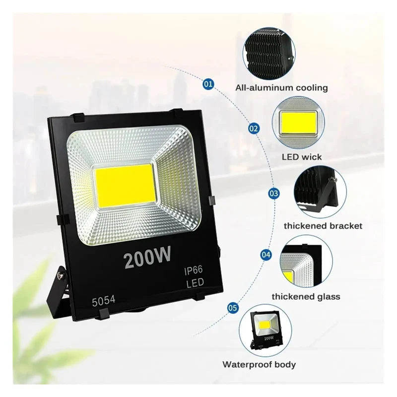 Badass Led Flood Light Outdoor Waterproof Ip66 Aluminum Housing 50W To 600W Crisp Daylight Spread For Yard Court Warehouse Garden Backyard Hangout Or Big Game