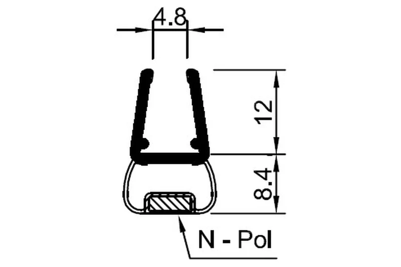 Schwarze Magnetdichtung – 180° fluchtend, schmaler Streifen, Art.Nr. 6092-B