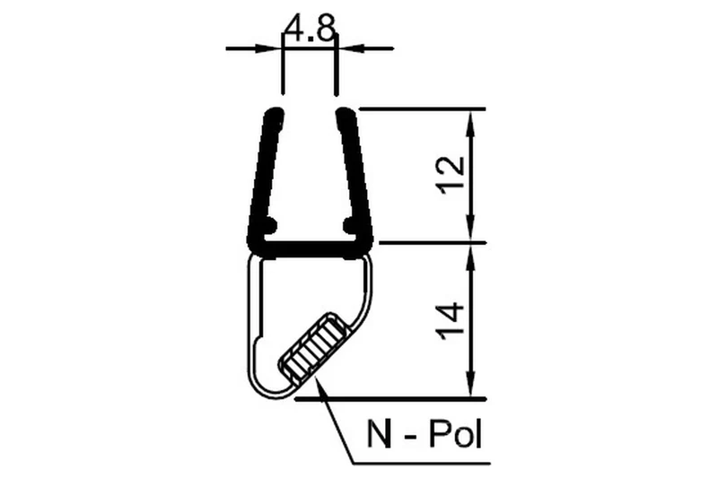 Schwarze Magnetdichtung – 180° fluchtend 2x 45°, Art.Nr. 6072-B (6082-B)
