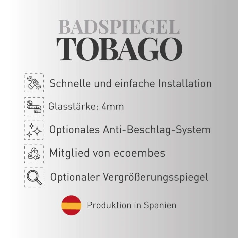 Badspiegel TOBAGO mit Vergrößerungsspiegel