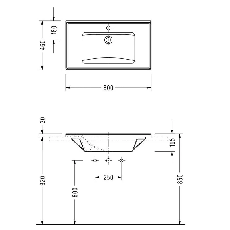 Waschtisch mit Unterschrank MESSINA 80 cm Eiche hell