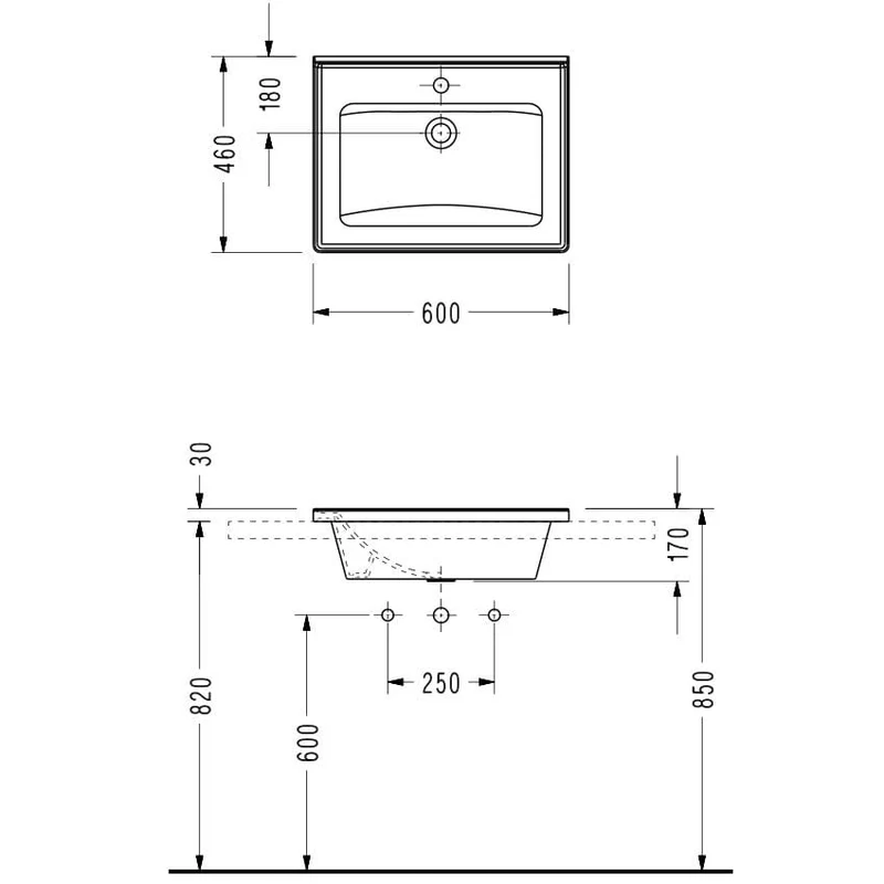 Waschtisch mit Unterschrank MESSINA 60 cm Nussbaum