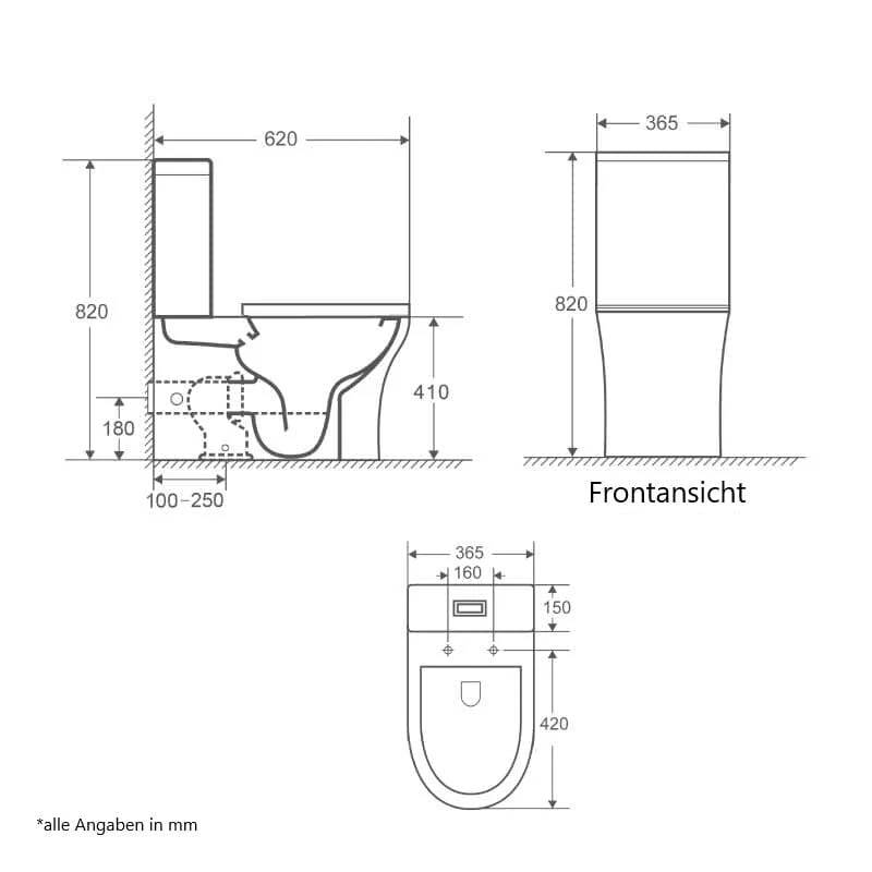Modernes Stand-WC, Keramik, PARIS, niedriger Spülkasten