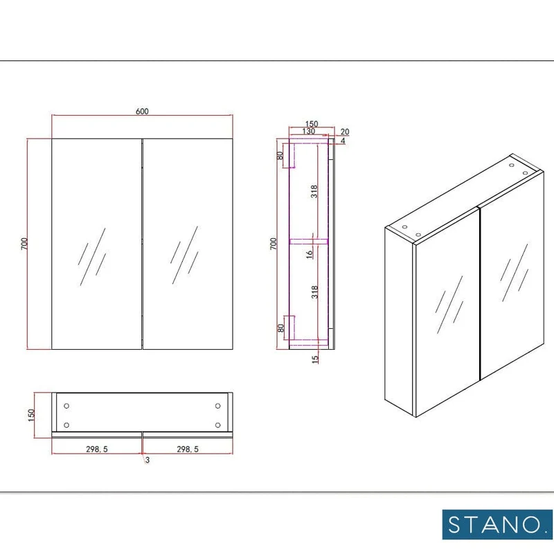 Spiegelschrank FORTINA 60 cm weiß