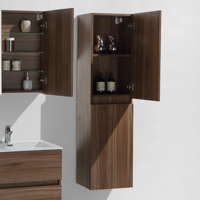 Badschrank, 150 cm, vertikal, montiert, Nussbaum, SIENA