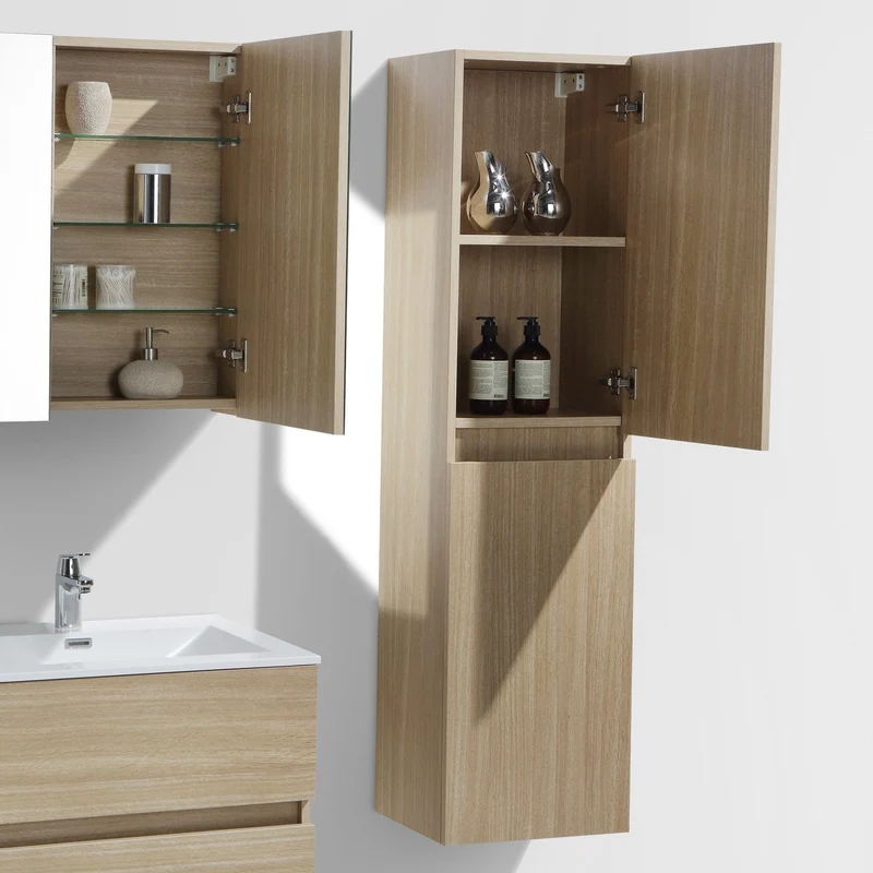 Badschrank, 150 cm, vertikal, montiert, Eiche hell, SIENA