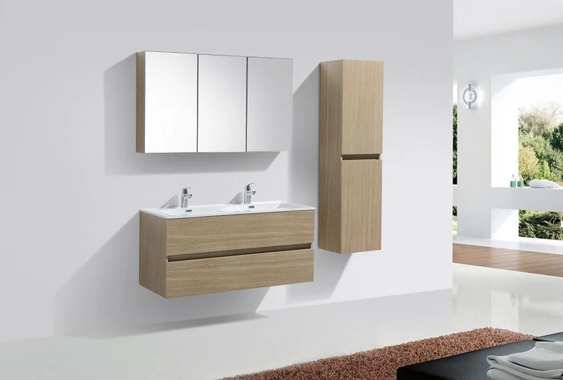 Badschrank, 150 cm, vertikal, montiert, Eiche hell, SIENA